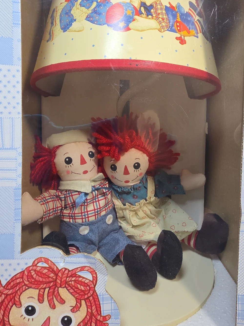 Raggedy Ann & Andy Nursery Lamp w/ Plush Dolls NIB Vintage